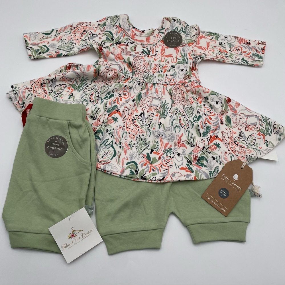 Baby Girl 6-9M Twirl Dress Shorts set organic cotton finn and Emma